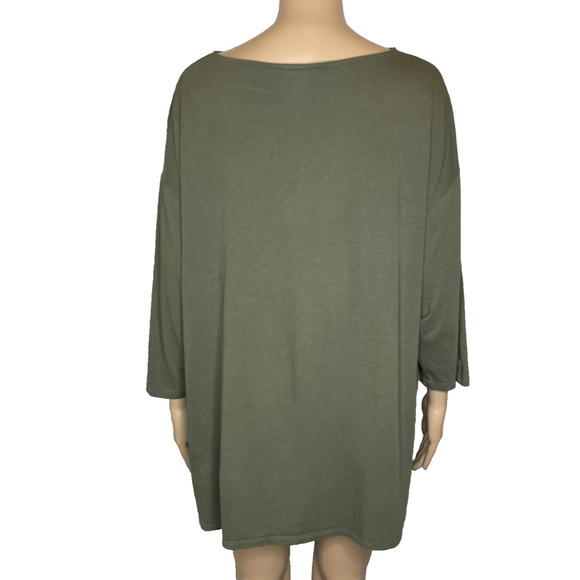 Women 2X J.Jill Floral Embroidered Cotton Blend Long Sleeve Green Crewneck Shirt - Picture 3 of 5